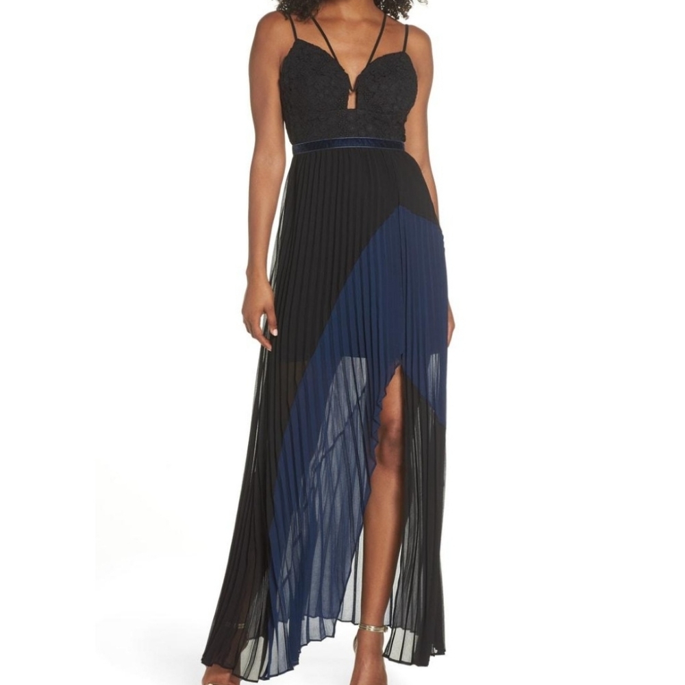 Anthropologie Blue and Black Maxi Dress